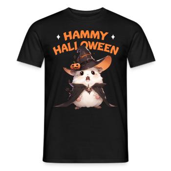 Hammy Halloween Spooky Cute Hamster In Witch Costu - Männer T-Shirt - Schwarz - Vorne - AI Model Male 178 light (178cm)