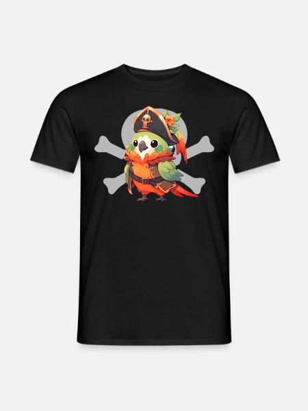 Cute Pirate Parrot Pet Bird Kawaii Animals Hallowe - Männer T-Shirt - Schwarz