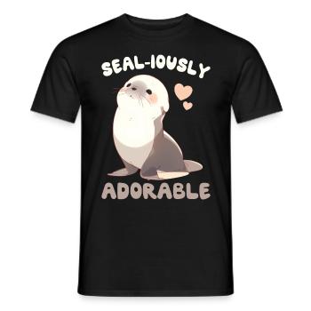 Seal-iously Adorable Seal Cute Sea Lion Ocean Anim - Männer T-Shirt - Schwarz - Vorne - AI Model Male 178 light (178cm)