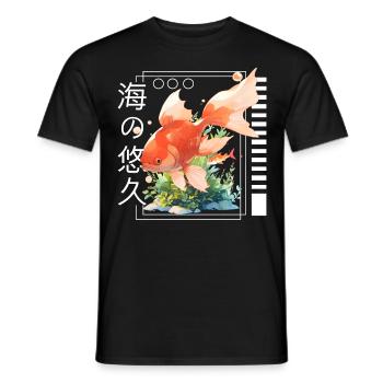 Kawaii Gold Fish Underwater Japanese Kanji Anime A - Männer T-Shirt - Schwarz - Vorne - AI Model Male 178 light (178cm)