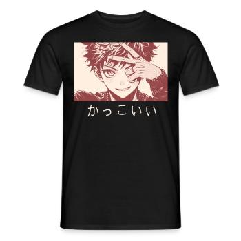Japanese Anime Boy Anime Guy Kpop Singer Manga Yao - Männer T-Shirt - Schwarz - Vorne - AI Model Male 178 light (178cm)