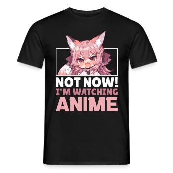 Cute Chibi Fox Anime Girl Funny Manga Otaku - Männer T-Shirt - Schwarz - Vorne - AI Model Male 178 light (178cm)