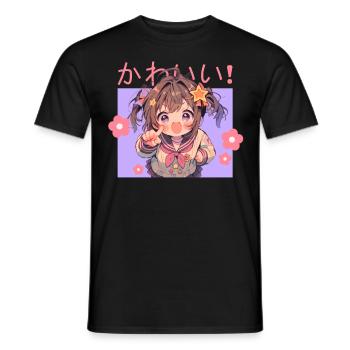Kawaii School Girl Anime Japanese Cute Otaku - Männer T-Shirt - Schwarz - Vorne - AI Model Male 178 light (178cm)