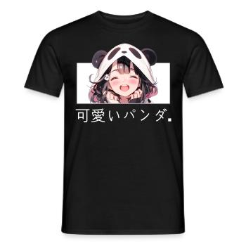 Kawaii Panda Girl Cute Anime Japanese Streetwear - Männer T-Shirt - Schwarz - Vorne - AI Model Male 178 light (178cm)