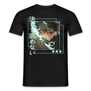 Shounen Anime Guy Japanese Kanji Otaku Aesthetic - Männer T-Shirt - Schwarz - Vorne - AI Model Male 178 light (178cm)