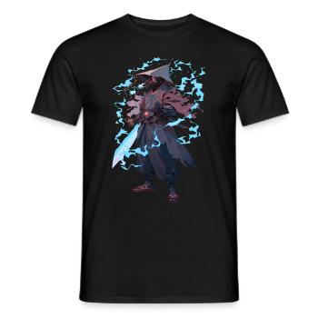 Demonic Cyber Samurai Shounen Manga Japanese Anime - Männer T-Shirt - Schwarz - Vorne - AI Model Male 178 light (178cm)