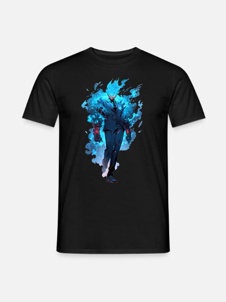 Blue Fire Demon Fantasy Anime Shounen Manga Otaku - Männer T-Shirt - Schwarz