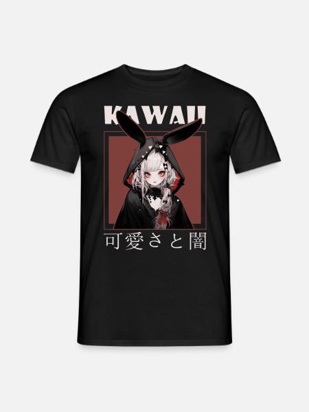 Rabbit Anime Girl Emo Grunge Yami Kawaii Aesthetic - Männer T-Shirt - Schwarz