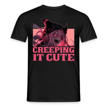 Creeping It Cute Creepy Anime Girl Harajuku Goth O - Männer T-Shirt - Schwarz - Vorne - AI Model Male 178 light (178cm)