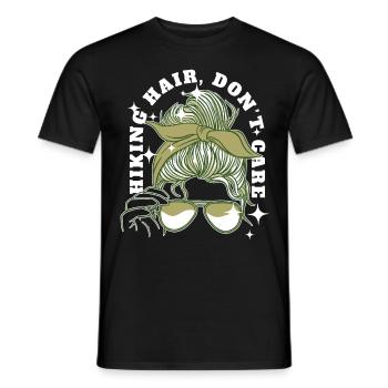 Funny Hiking Messy Bun Hiker Mountain Camping Adve - Männer T-Shirt - Schwarz - Vorne - AI Model Male 178 light (178cm)