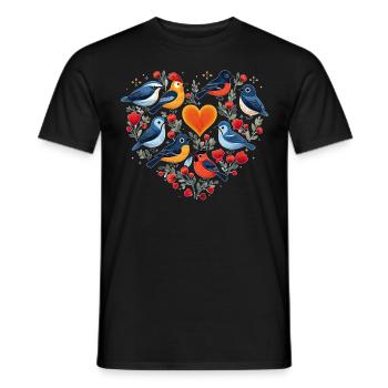 Birds Heart Shape Birdwatching Birding Birder - Männer T-Shirt - Schwarz - Vorne - AI Model Male 178 light (178cm)