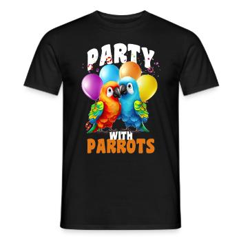Kawaii Birthday Parrot Cute Parakeet Bird Lover - Männer T-Shirt - Schwarz - Vorne - AI Model Male 178 light (178cm)