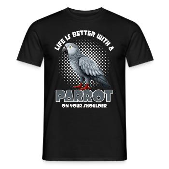 Life's Better With A Parrot African Gray Funny Bir - Männer T-Shirt - Schwarz - Vorne - AI Model Male 178 light (178cm)