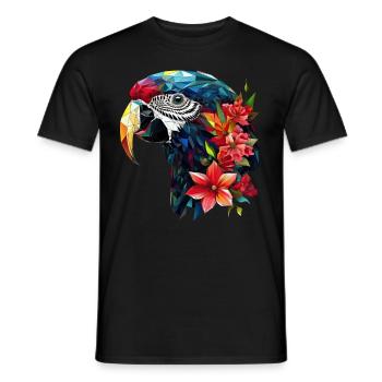 Floral Geometric Macaw Parrot Bird Pet Lover - Männer T-Shirt - Schwarz - Vorne - AI Model Male 178 light (178cm)