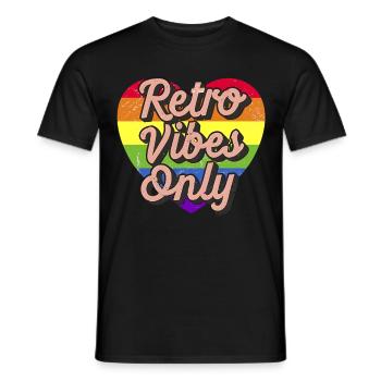 Retro Vibes Only Grunge Rainbow Heart Pride Vintag - Männer T-Shirt - Schwarz - Vorne - AI Model Male 178 light (178cm)