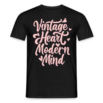 Vintage Heart Modern Mind Kawaii Groovy Retro Aest - Männer T-Shirt - Schwarz - Vorne - AI Model Male 178 light (178cm)