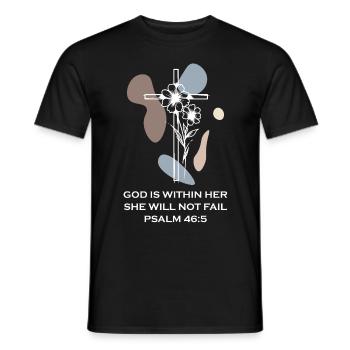 Motivational Christian Scripture Minimal Cross Lin - Männer T-Shirt - Schwarz - Vorne - AI Model Male 178 light (178cm)