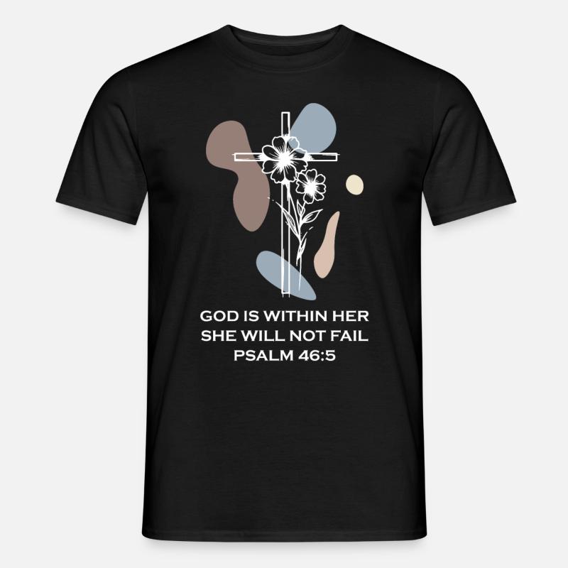 Motivational Christian Scripture Minimal Cross Lin - Männer T-Shirt - Schwarz