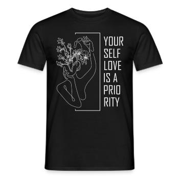 Floral Woman Line Art Minimalist Inspirational Sel - Männer T-Shirt - Schwarz - Vorne - AI Model Male 178 light (178cm)