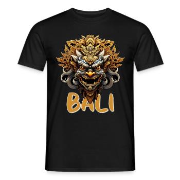 Demonic Bali Barong Mask Balinese Indondesian Cult - Männer T-Shirt - Schwarz - Vorne - AI Model Male 178 light (178cm)