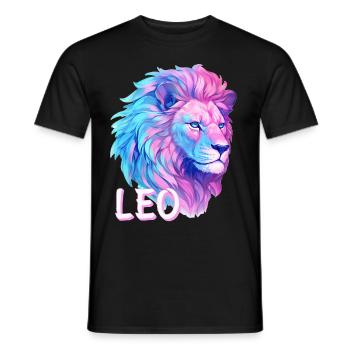 Leo Zodiac Sign Vaporwave Lion Vintage August - Männer T-Shirt - Schwarz - Vorne - AI Model Male 178 light (178cm)