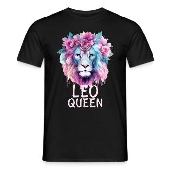 Leo Queen August Birthday Floral Lion Zodiac Sign - Männer T-Shirt - Schwarz - Vorne - AI Model Male 178 light (178cm)