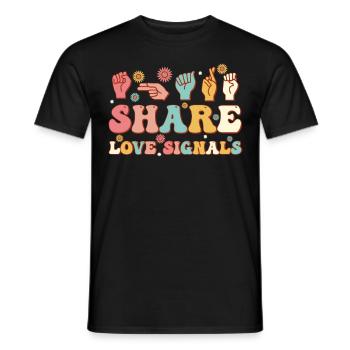 Positive Groovy American Sign Language ASL - Männer T-Shirt - Schwarz - Vorne - AI Model Male 178 light (178cm)