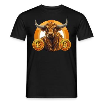 Retro Crypto Currency Bull Bitcoin Blockchain - Männer T-Shirt - Schwarz - Vorne - AI Model Male 178 light (178cm)