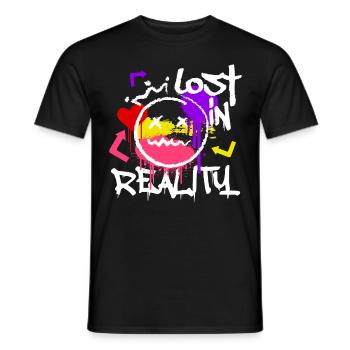Lost In Reality Graffiti Smile Urban Street Artist - Männer T-Shirt - Schwarz - Vorne - AI Model Male 178 light (178cm)