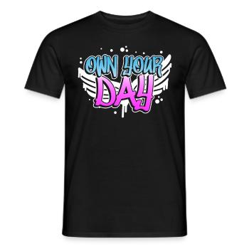 Own Your Day Inspiring Graffiti Text Hip Hop - Männer T-Shirt - Schwarz - Vorne - AI Model Male 178 light (178cm)