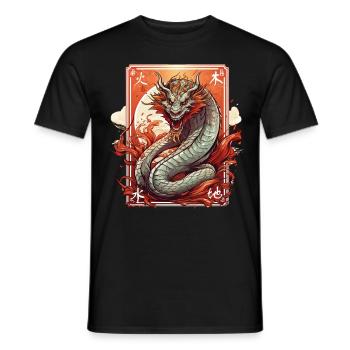 Tarot Card Mystical Dragon Chinese Zodiac Sign - Männer T-Shirt - Schwarz - Vorne - AI Model Male 178 light (178cm)