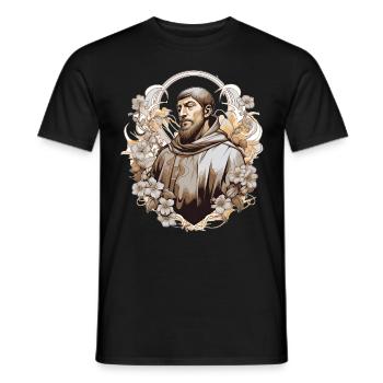 St Francis of Assisi Vintage Catholic Saint - Männer T-Shirt - Schwarz - Vorne - AI Model Male 178 light (178cm)