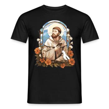 St Francis of Assisi Vintage Catholic Saint Spirit - Männer T-Shirt - Schwarz - Vorne - AI Model Male 178 light (178cm)