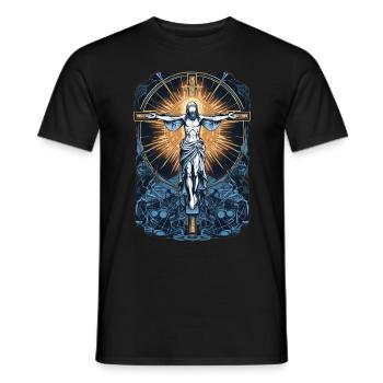 Traditional Jesus Crucifix Catholic Christianity C - Männer T-Shirt - Schwarz - Vorne - AI Model Male 178 light (178cm)