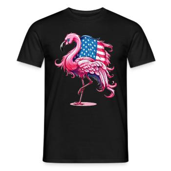 Cute Pink Flamingo US Flag Patriotic Animal - Männer T-Shirt - Schwarz - Vorne - AI Model Male 178 light (178cm)