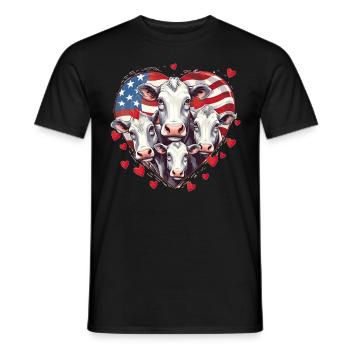USA American Flag Patriotic Farm Animal Cute Cows - Männer T-Shirt - Schwarz - Vorne - AI Model Male 178 light (178cm)