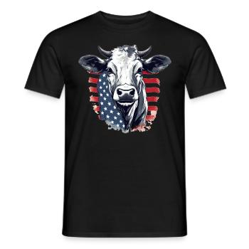Farm Cow US Flag Vintage Patriotic Animal Farmer - Männer T-Shirt - Schwarz - Vorne - AI Model Male 178 light (178cm)