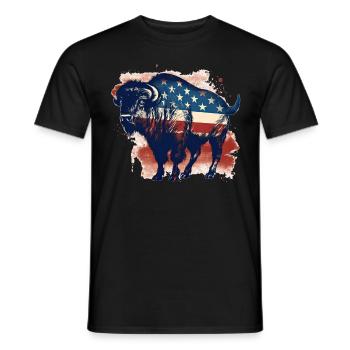 USA Flag American Bison Vintage Animal Patriotic - Männer T-Shirt - Schwarz - Vorne - AI Model Male 178 light (178cm)