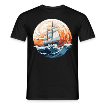 Sailing Boat Ocean Wave Pirate Ship Captain Boatin - Männer T-Shirt - Schwarz - Vorne - AI Model Male 178 light (178cm)