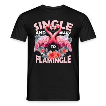 Floral Flamingo Couple Funny Valentines Day - Männer T-Shirt - Schwarz - Vorne - AI Model Male 178 light (178cm)
