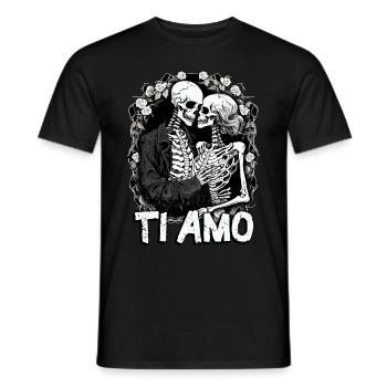 Ti Amo Floral Skeleton Couple Horror Valentines Go - Männer T-Shirt - Schwarz - Vorne - AI Model Male 178 light (178cm)