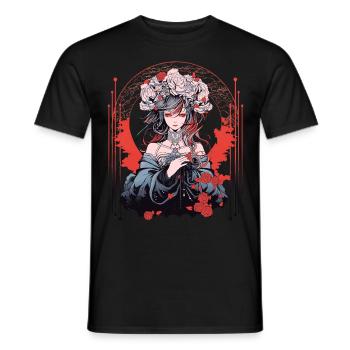 Anime Empress Tarot Card Women Floral Divination - Männer T-Shirt - Schwarz - Vorne - AI Model Male 178 light (178cm)