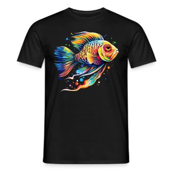 Colorful Pop Art Peacock Cichlid Fish Aquarium Kee - Männer T-Shirt - Schwarz - Vorne - AI Model Male 178 light (178cm)