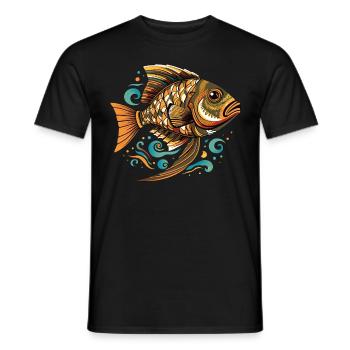 Retro Mandala African Cichlid Fish Keeper - Männer T-Shirt - Schwarz - Vorne - AI Model Male 178 light (178cm)