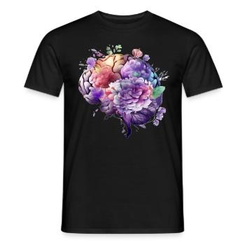 Human Brain Floral Anatomy Alzheimer Memory Loss S - Männer T-Shirt - Schwarz - Vorne - AI Model Male 178 light (178cm)