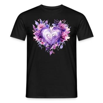 Floral Heart Dementia And Alzheimer's Support - Männer T-Shirt - Schwarz - Vorne - AI Model Male 178 light (178cm)