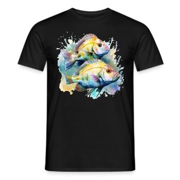 Watercolor Cichlid Breeder Aquarium Keeper Fish Lo - Männer T-Shirt - Schwarz - Vorne - AI Model Male 178 light (178cm)