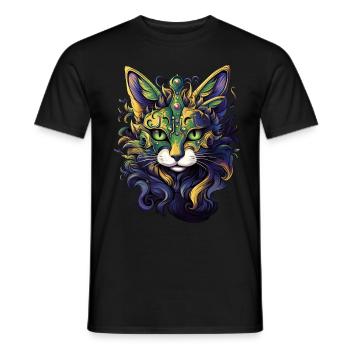 Feline Cat Mardi Gras Vintage Masquerade Carnival - Männer T-Shirt - Schwarz - Vorne - AI Model Male 178 light (178cm)