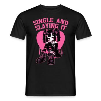 Single And Slaying It Proud Emo Girl Valentines Da - Männer T-Shirt - Schwarz - Vorne - AI Model Male 178 light (178cm)