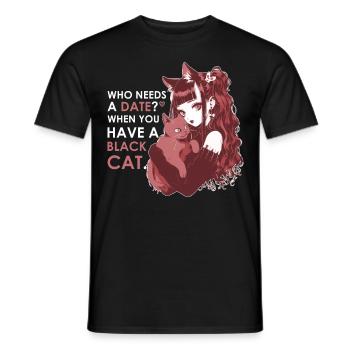 Emo Girl Black Cat Valentine Date Goth Fashion - Männer T-Shirt - Schwarz - Vorne - AI Model Male 178 light (178cm)